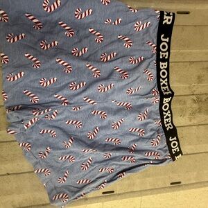Joe Boxer Light Blue Candy Cane Print Boxers with Black Logo Waistband